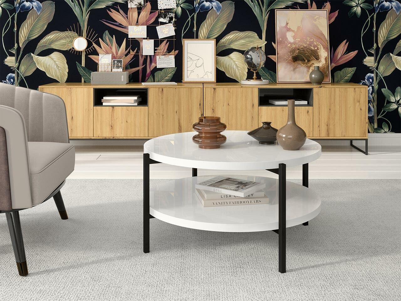Coffee table Providence 177 (Glossy white + Black)