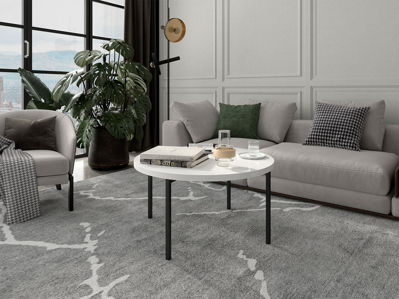 Coffee table Providence 178 (Glossy white + Black)
