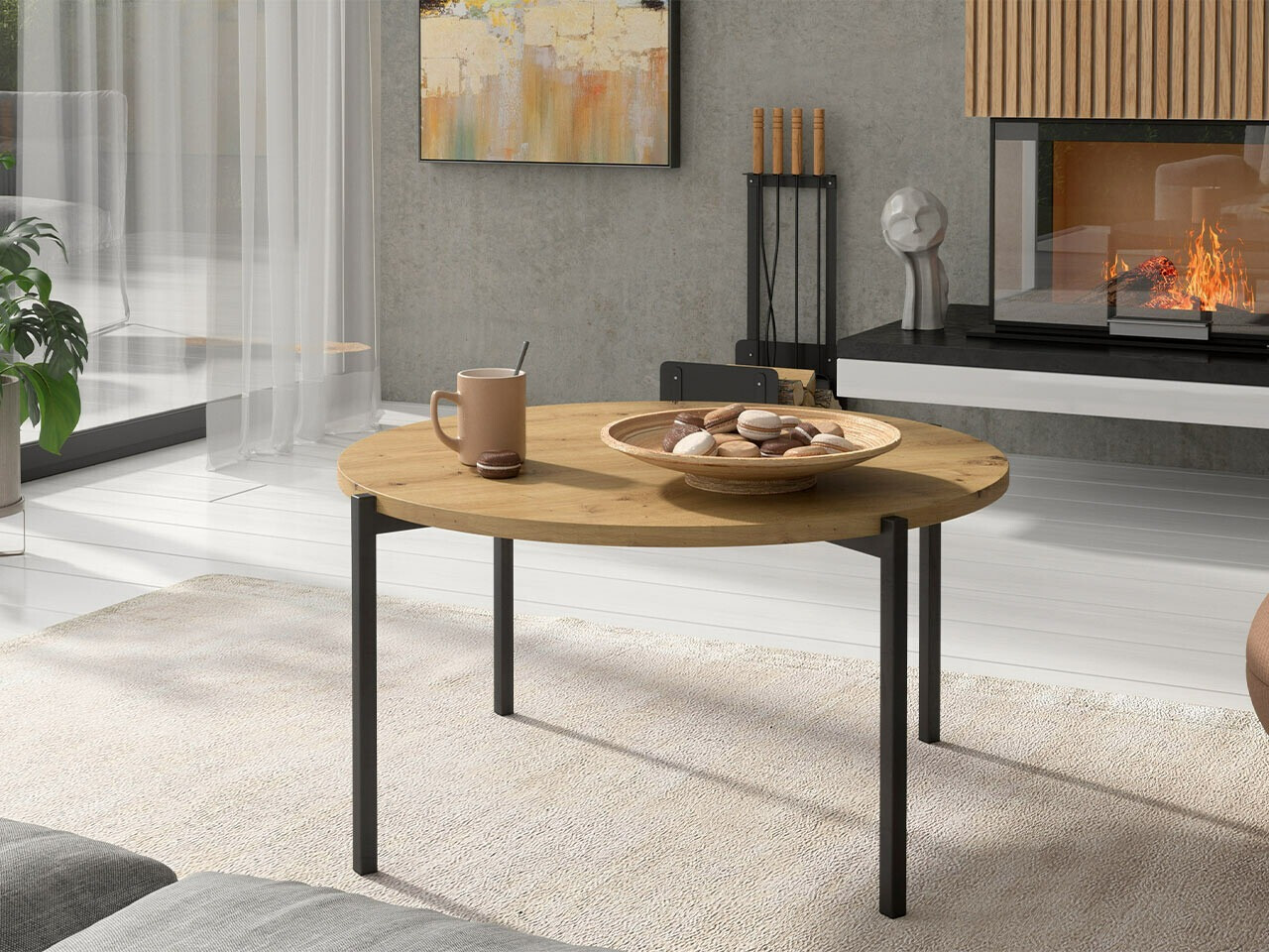 Coffee table Providence 180 (Artisan oak + Black)