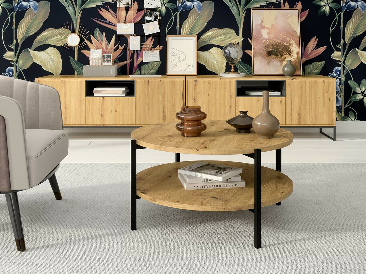 Coffee table Providence 181 (Artisan oak + Black)