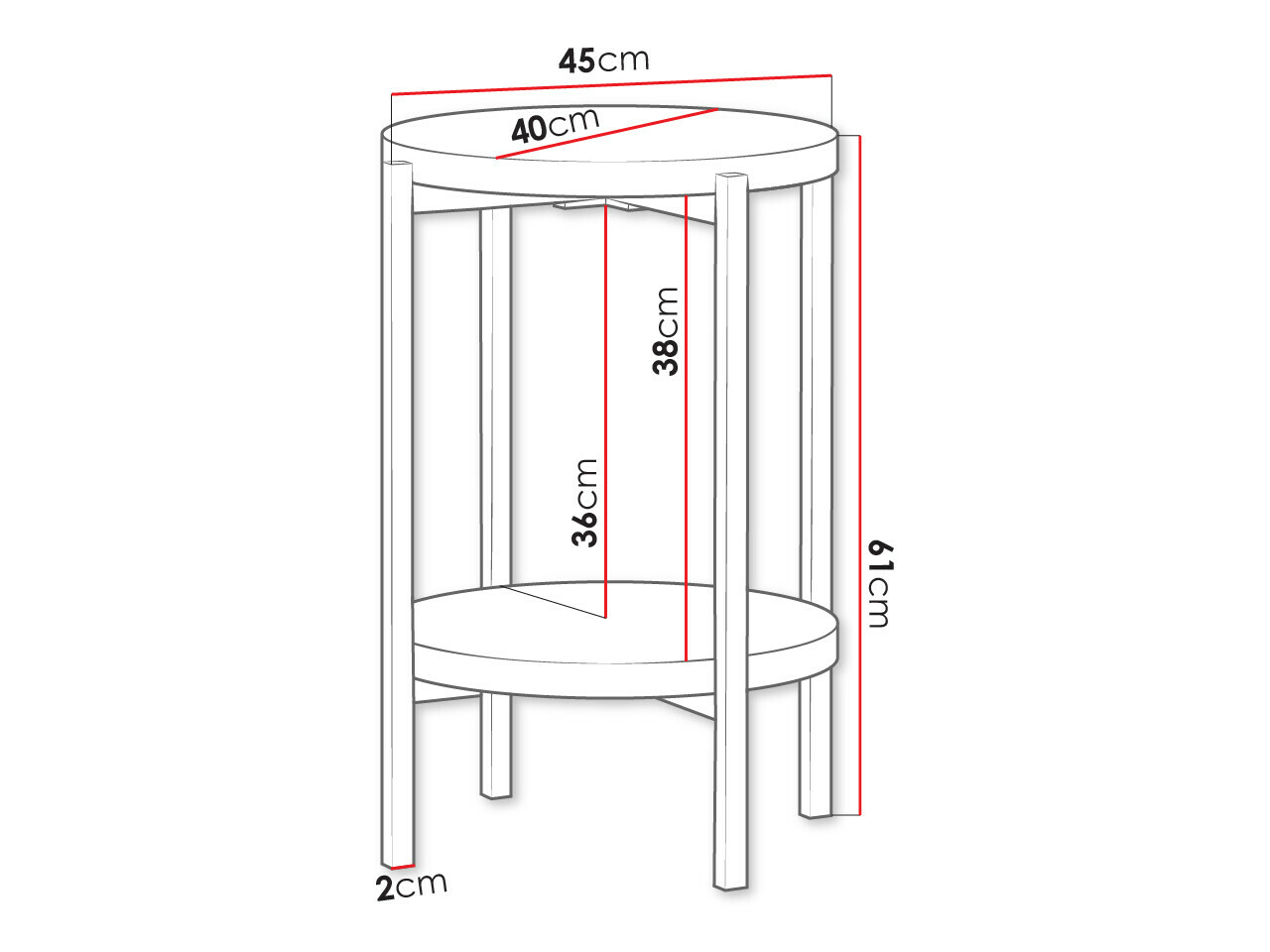 Side table Providence 179 (Glossy black + Black)