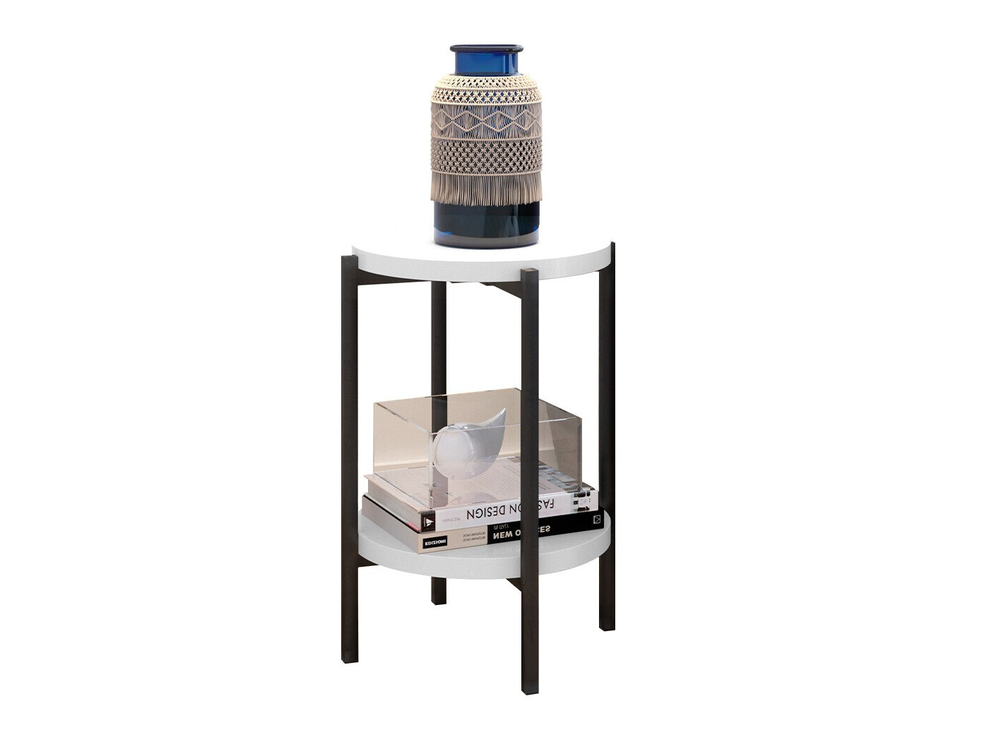 Side table Providence 179 (Glossy white + Black)
