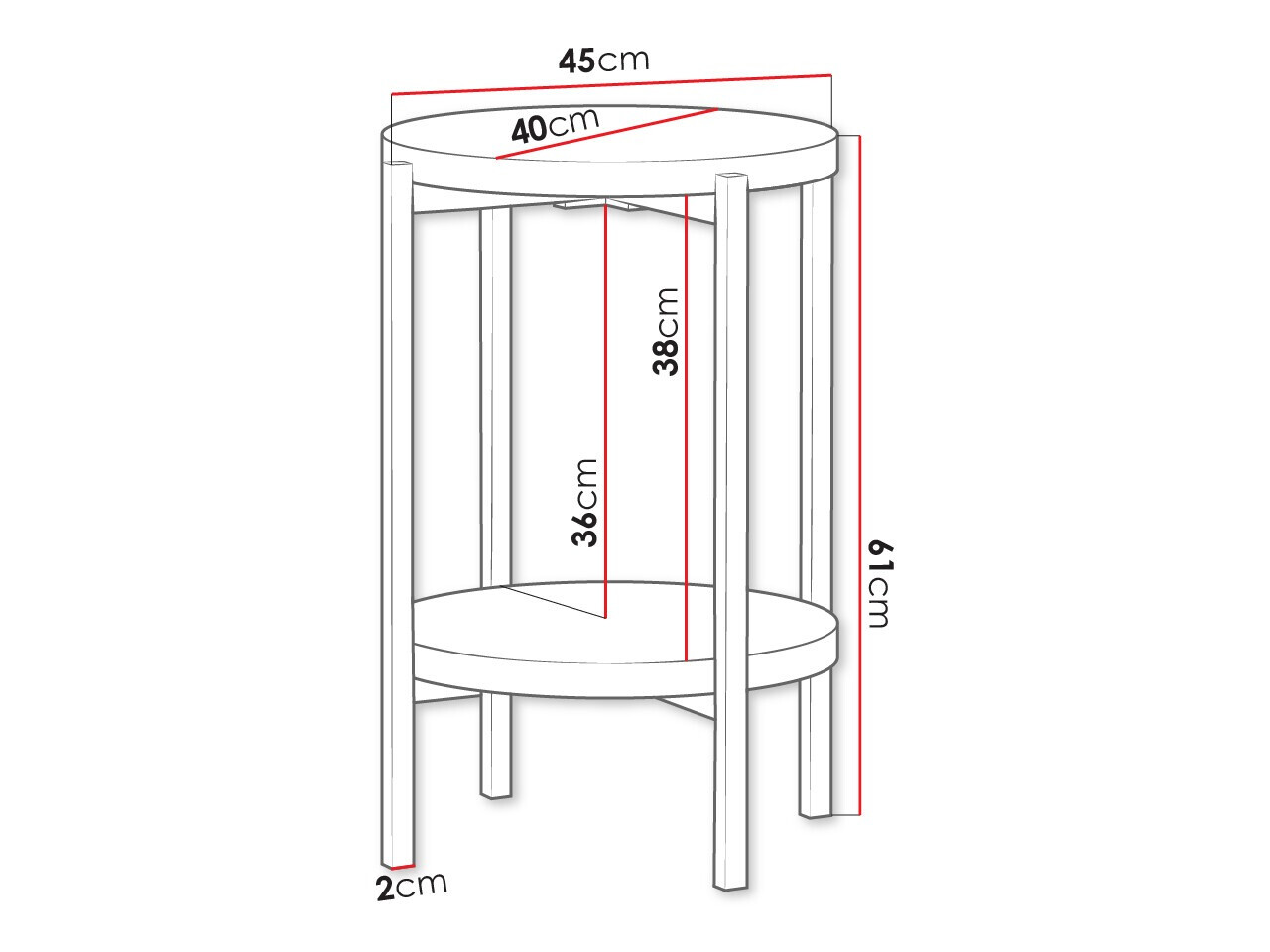 Side table Providence 179 (Glossy white + Black)