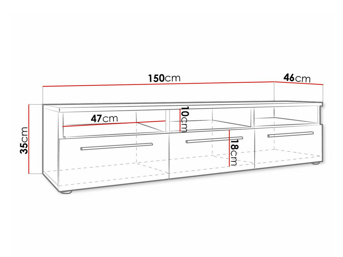 TV stand Uva I (White + Gloss grey)