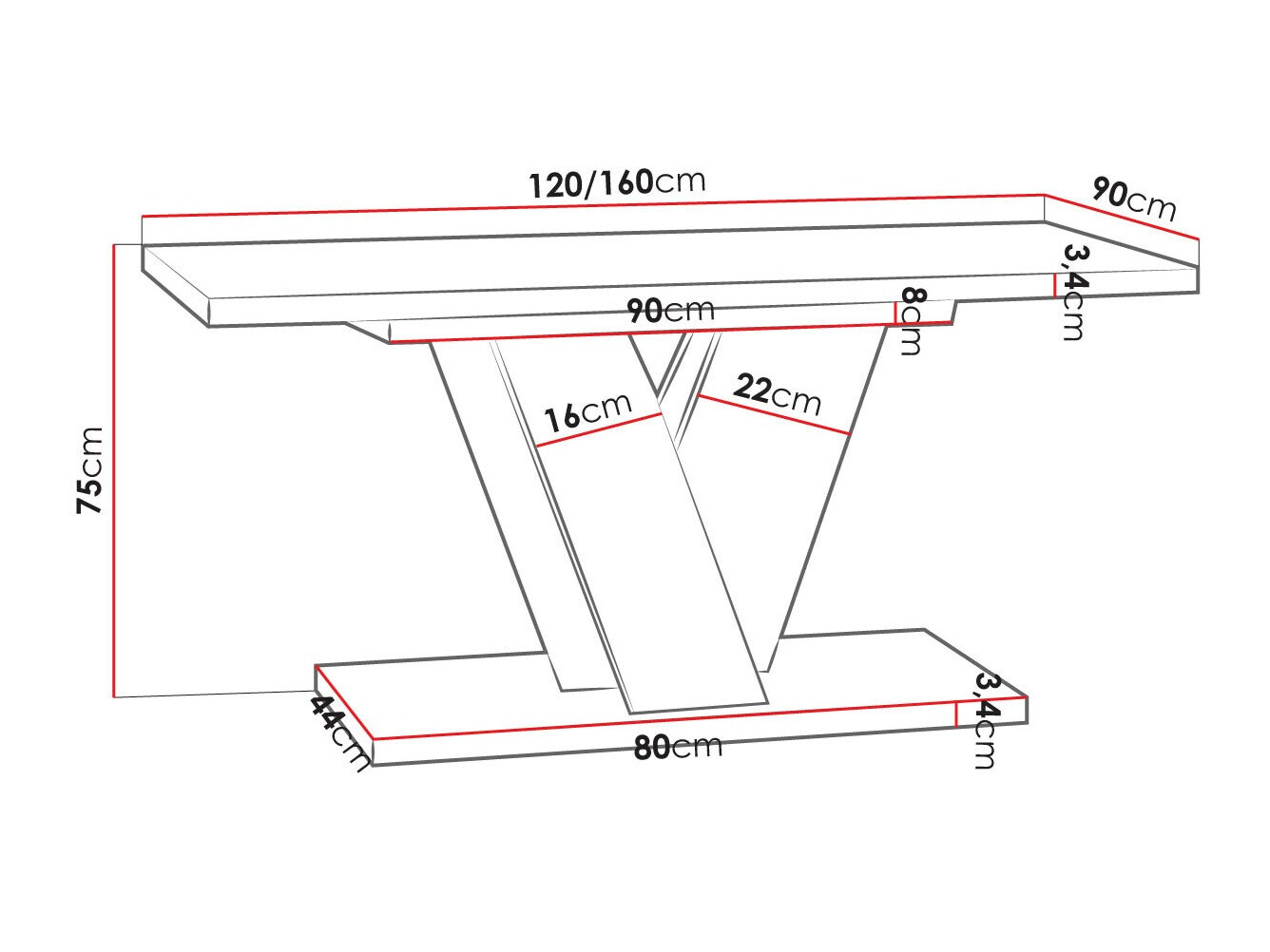 Table Goodyear 125 (Grey + White)