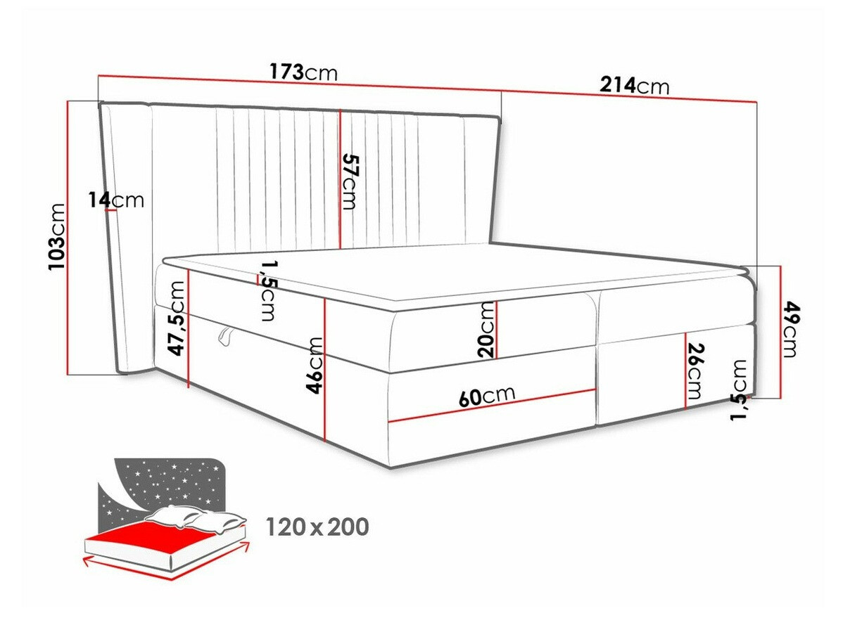 Continental bed Fenestra (Magic Velvet 2217)