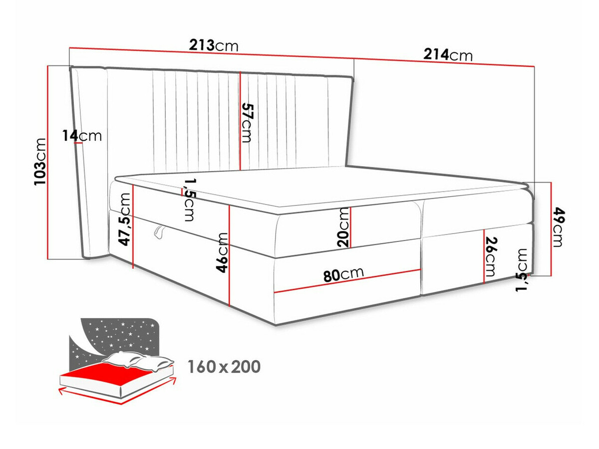 Continental bed Fenestra (Magic Velvet 2209)