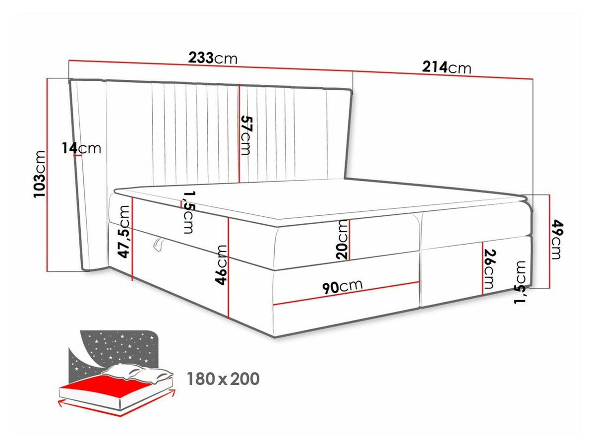 Continental bed Fenestra (Magic Velvet 2225)
