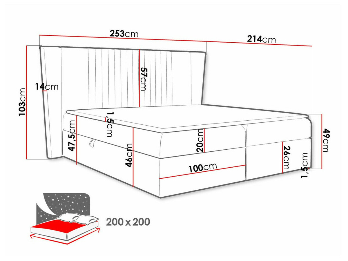 Continental bed Fenestra (Magic Velvet 2239)
