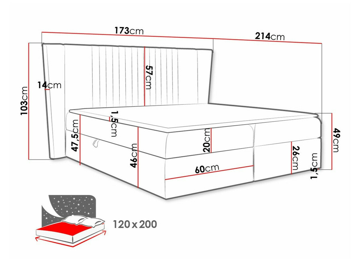 Continental bed Fenestra (Magic Velvet 2258)