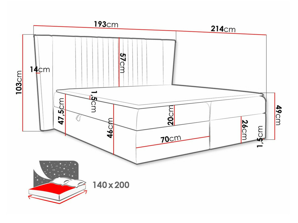 Continental bed Fenestra (Magic Velvet 2258)