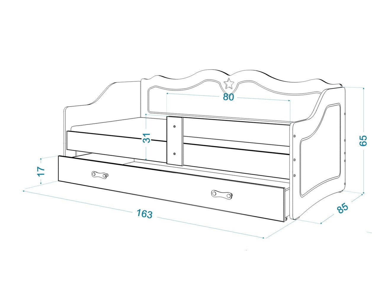 Bed Aurora 148 (White + Grey)