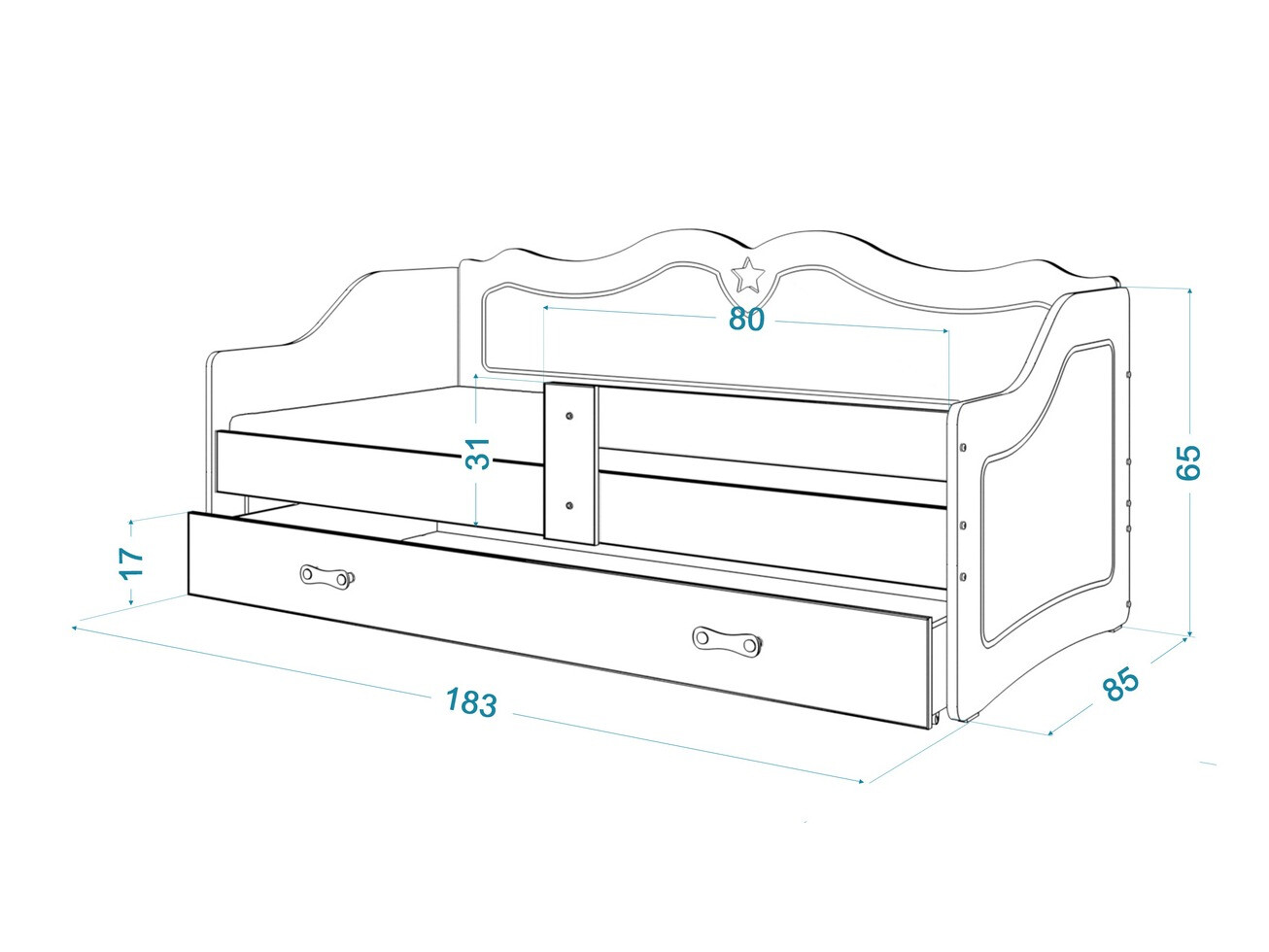 Bed Aurora 148 (White + Grey)