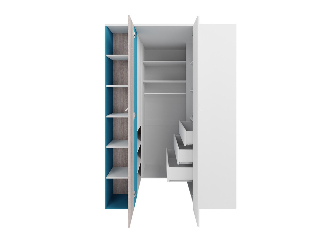 Children's room set Camteso 115 (White + Oak + Turquoise)