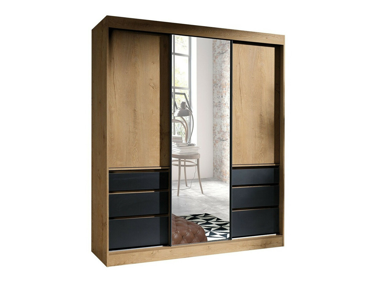 Wardrobe Toledo 120 (Lefkas oak + Black)