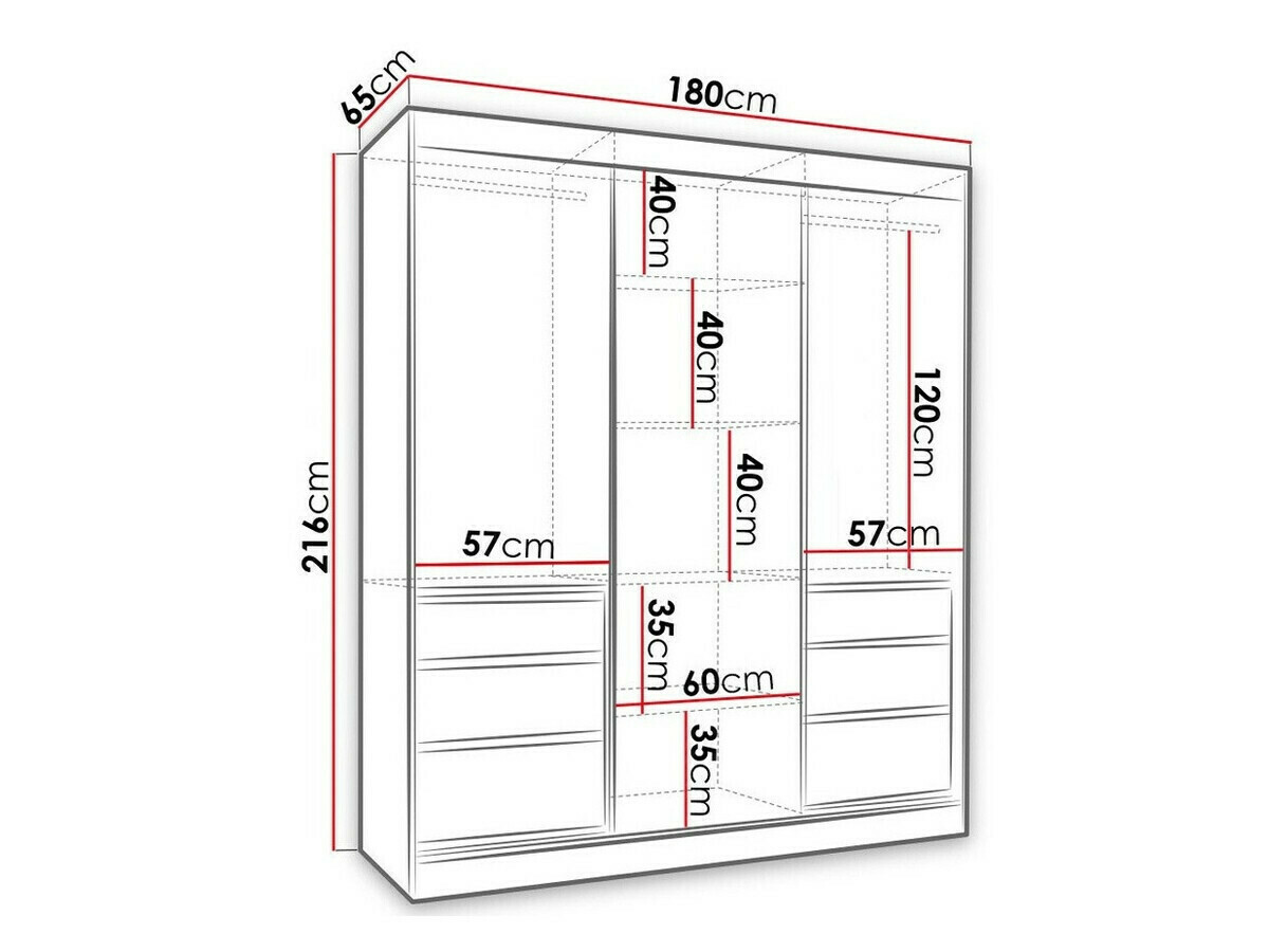 Wardrobe Toledo 120 (Lefkas oak + Black)