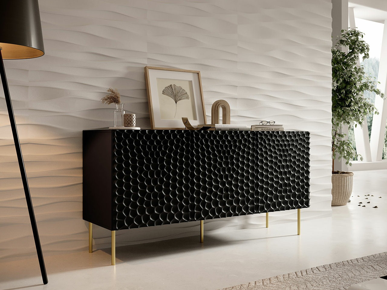 Sideboard Charlotte 169 (Black + Golden)