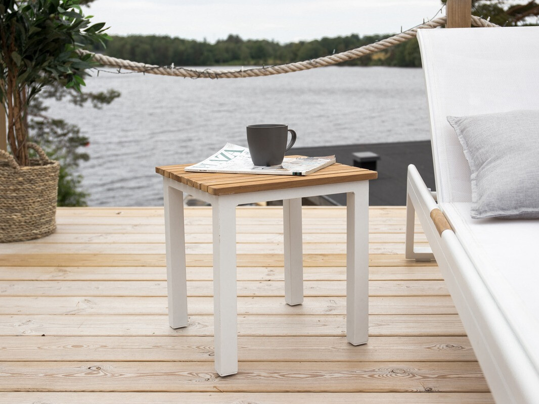 Outdoor coffee table Dallas 733 (Light wood + White)