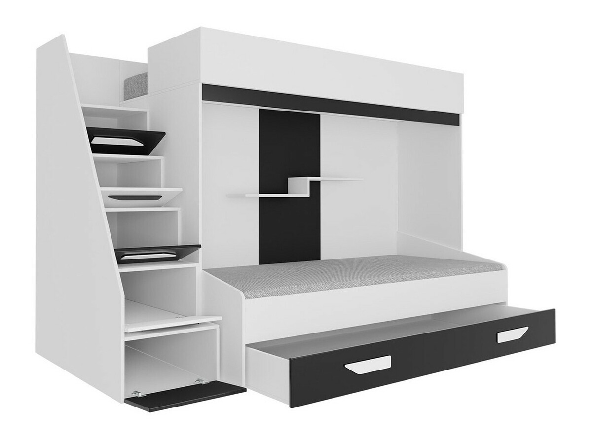Bunk bed Hartford 356 (White + Glossy pink + Glossy white)