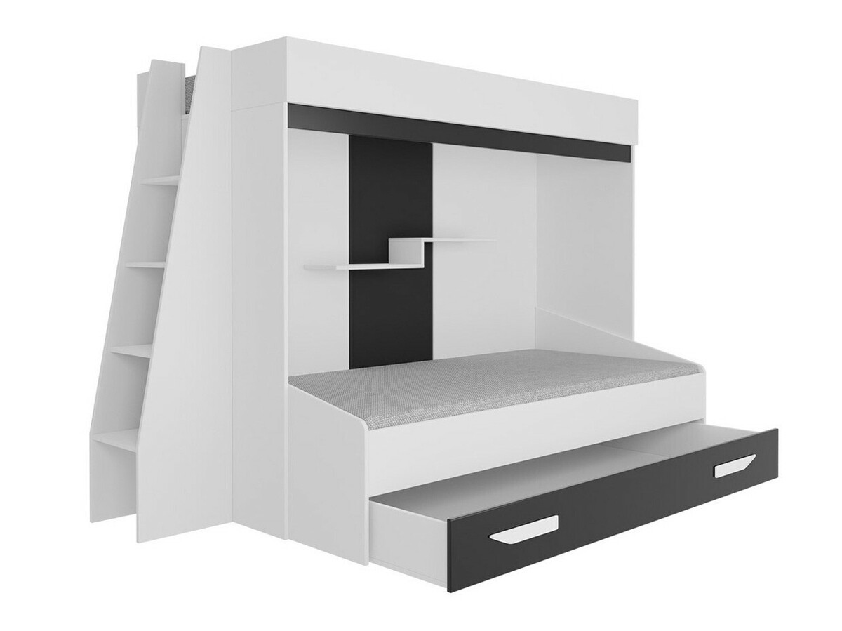 Bunk bed Hartford 357 (White + Glossy pink + Glossy white)