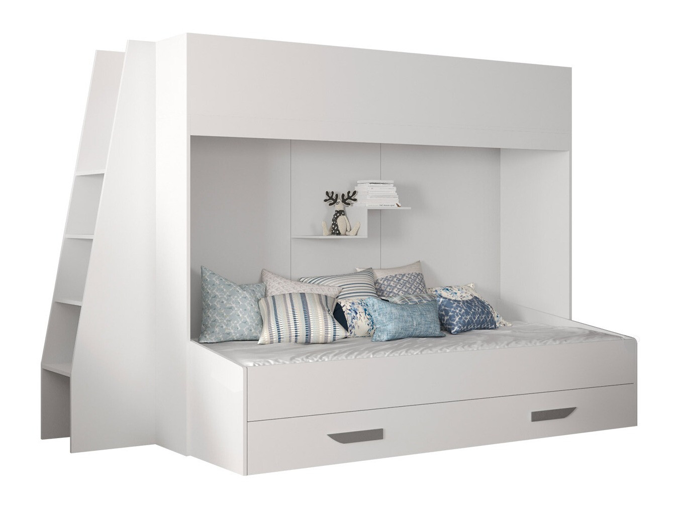 Bunk bed Hartford 357 (White + Glossy white + Grey)