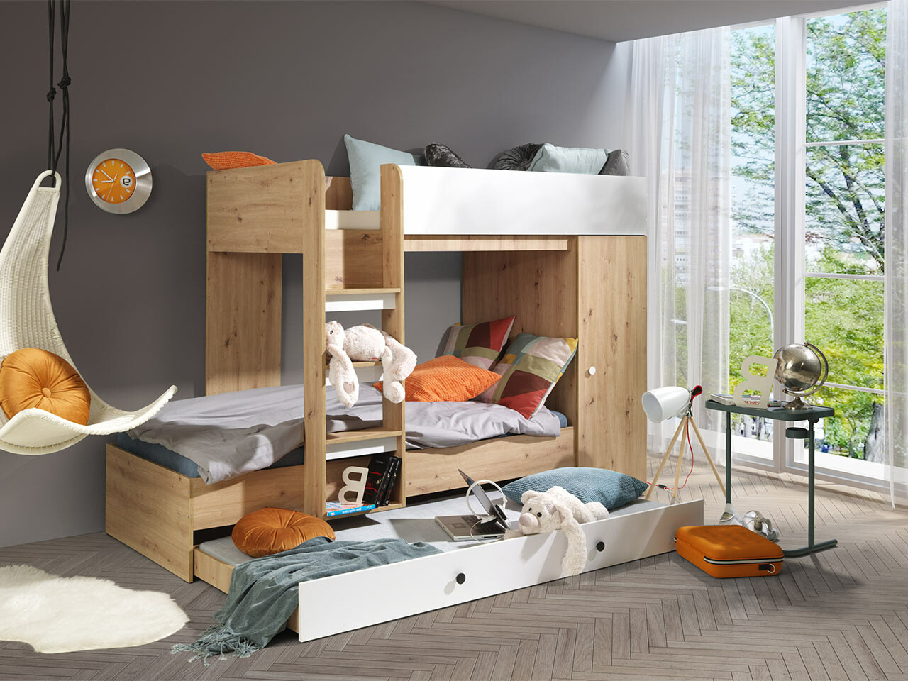 Bunk bed Hartford 360 (Artisan oak + White)