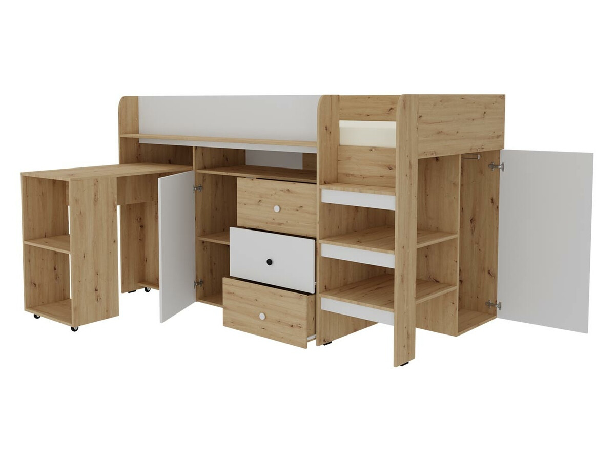 Loft bed Hartford 359 (Artisan oak + White)