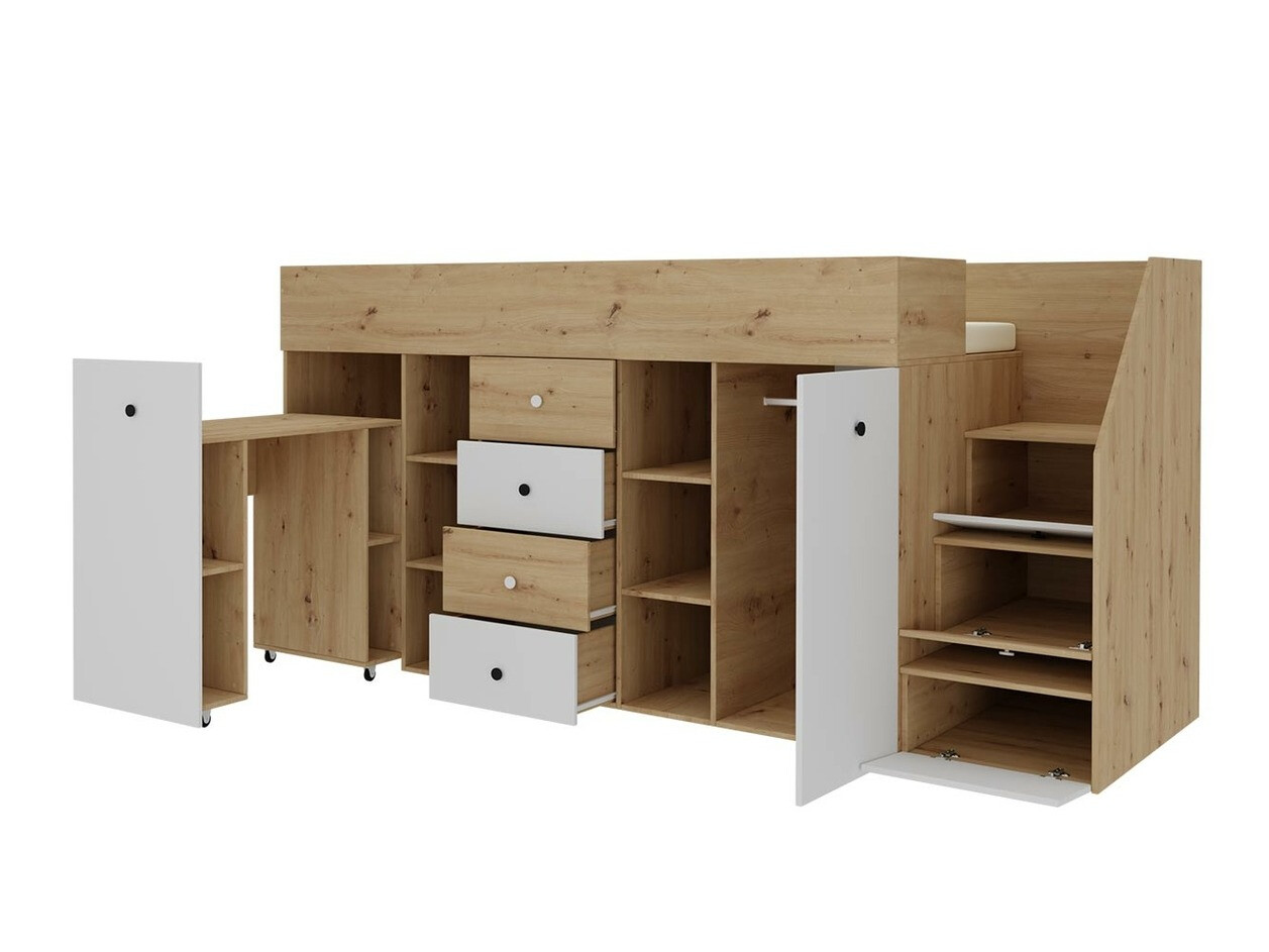 Loft bed Hartford 361 (Artisan oak + Black)