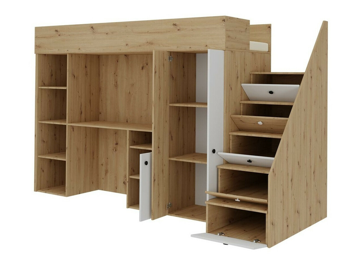 Loft bed Hartford 362 (Artisan oak + White)