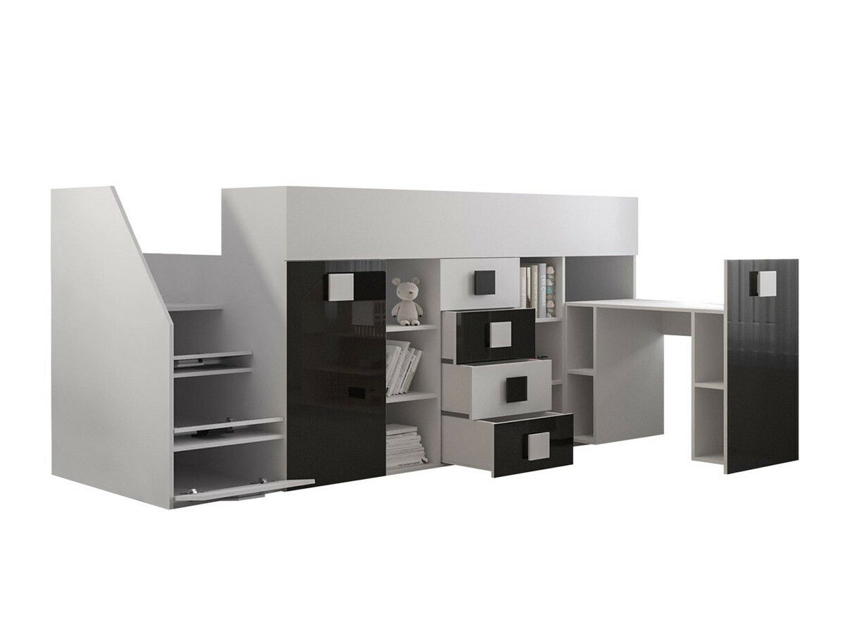 Loft bed Hartford 366 (White + Glossy white)