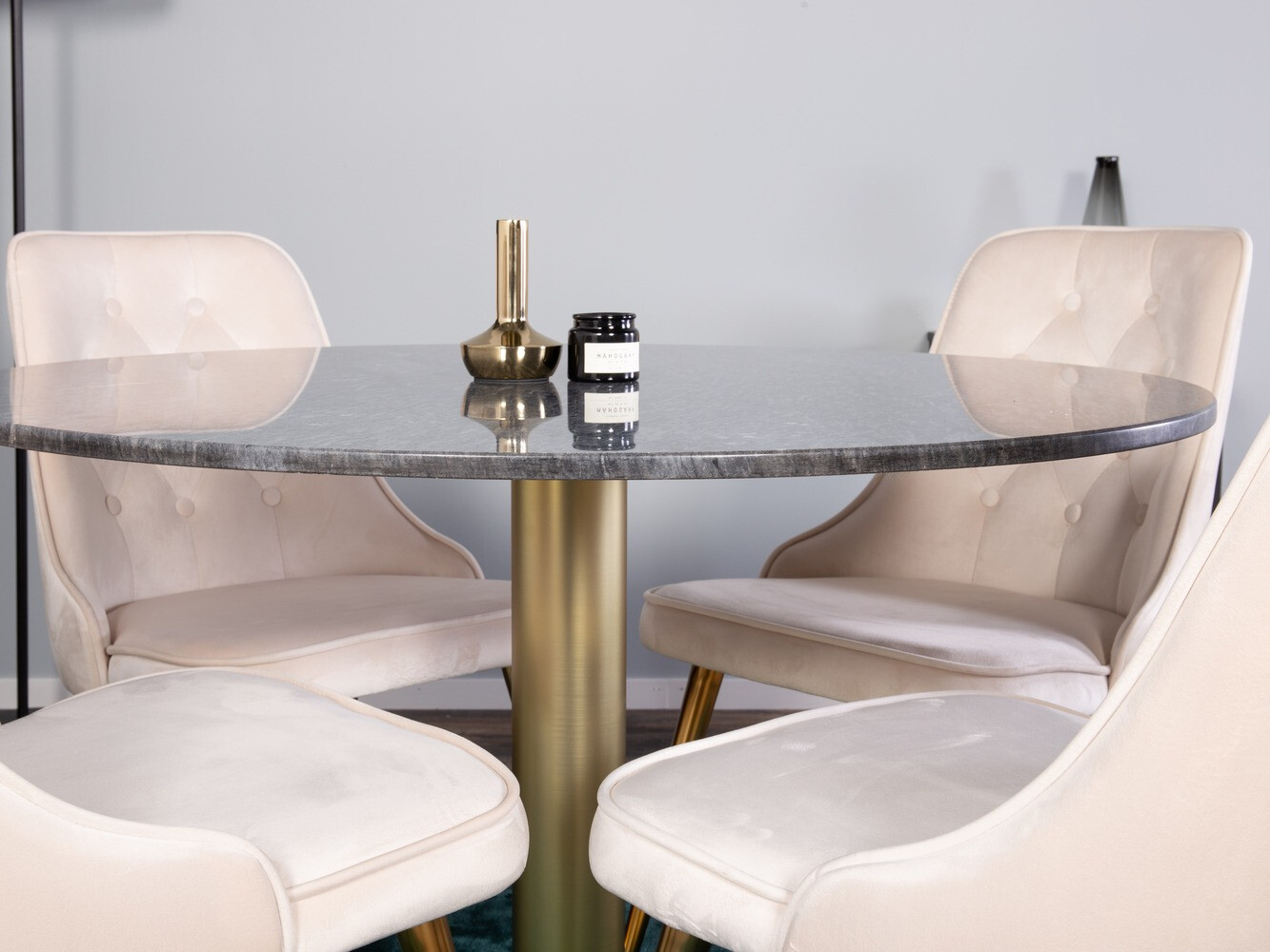 Dining set Dallas 370 (Beige + Brass)