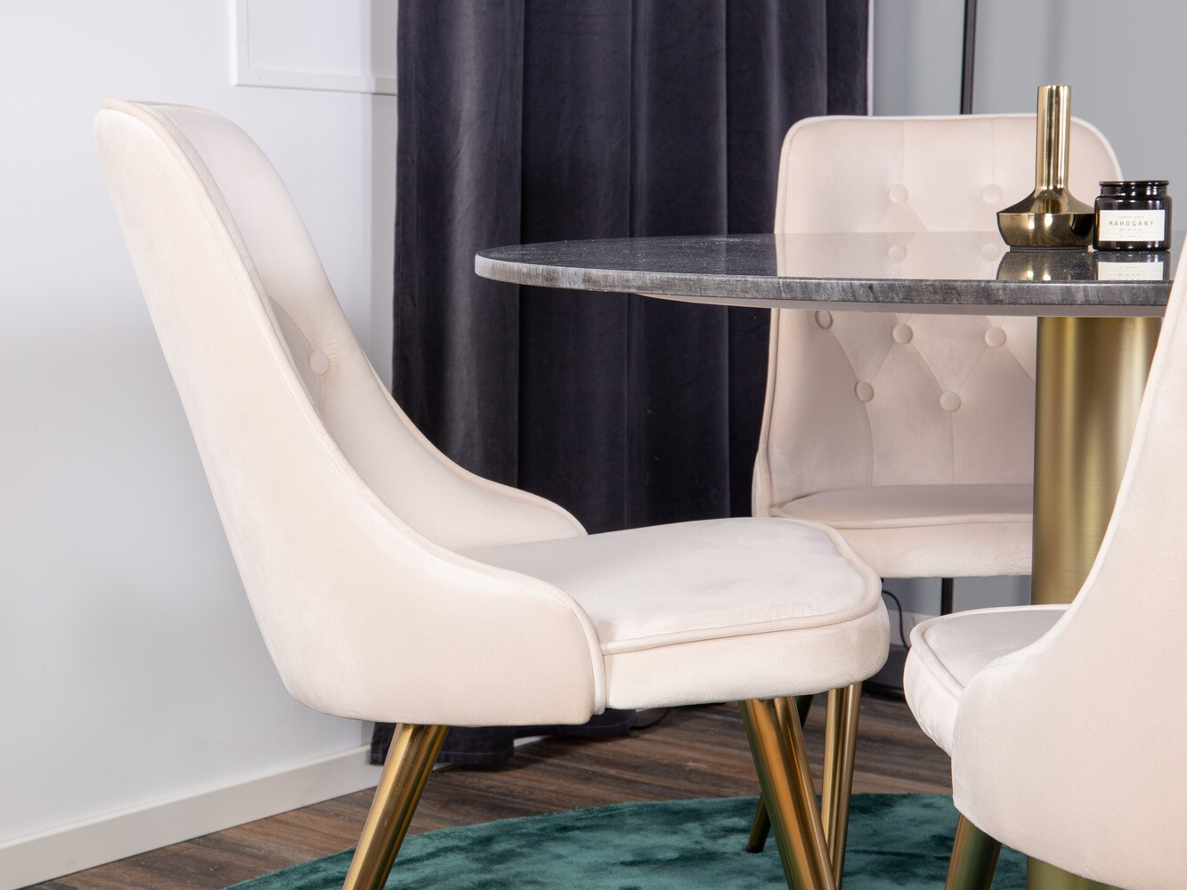 Dining set Dallas 370 (Beige + Brass)