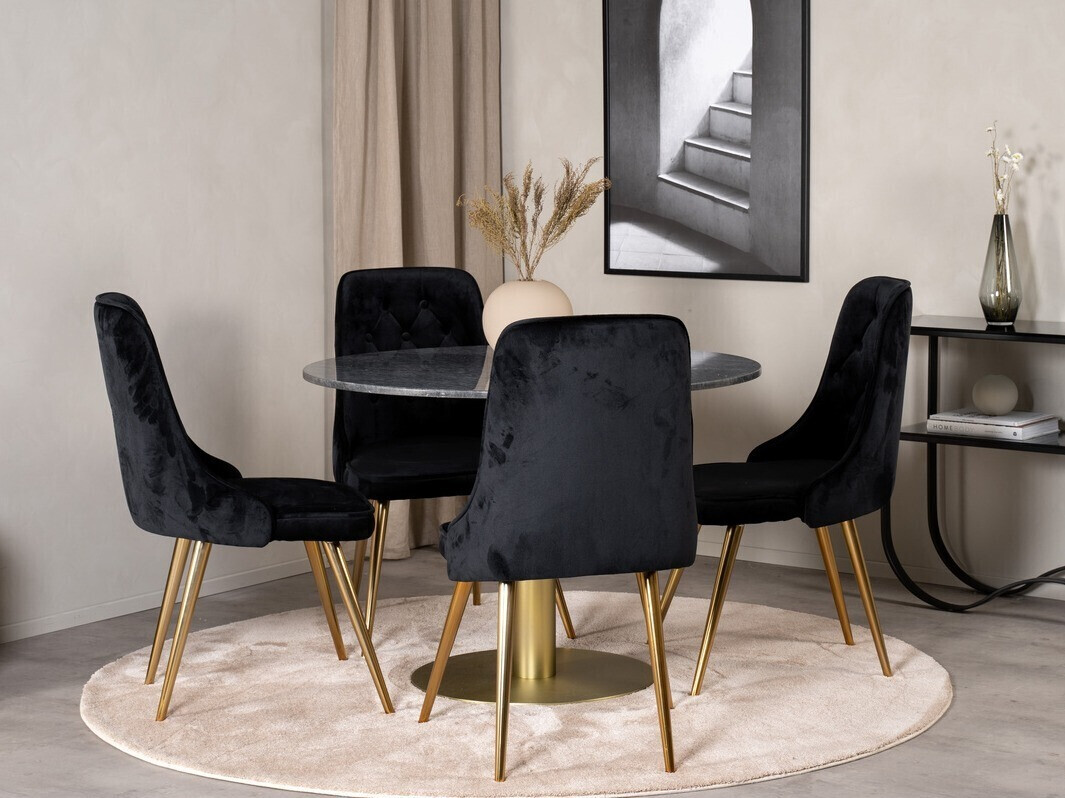 Dining set Dallas 370 (Black + Golden)