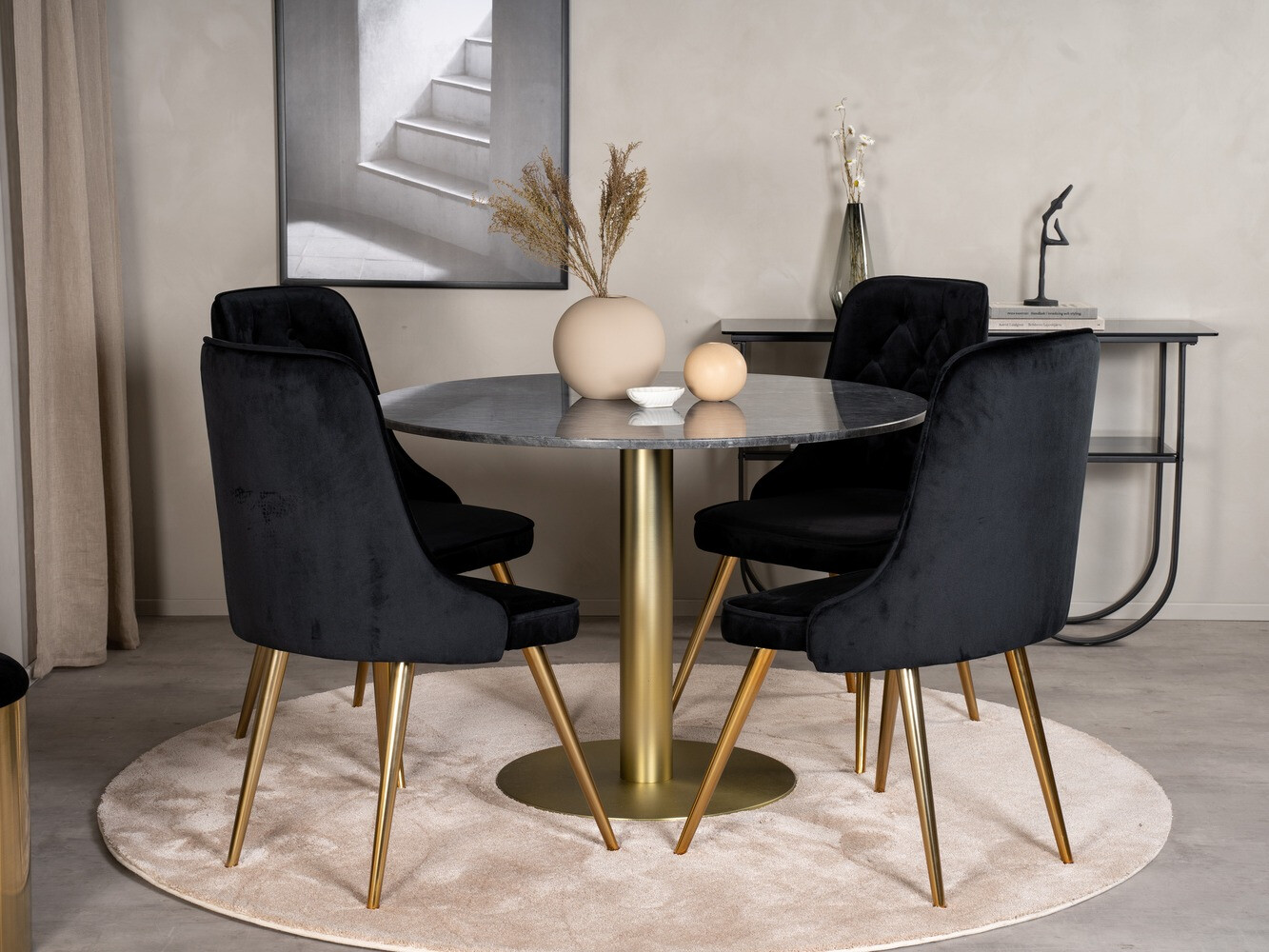 Dining set Dallas 370 (Black + Golden)