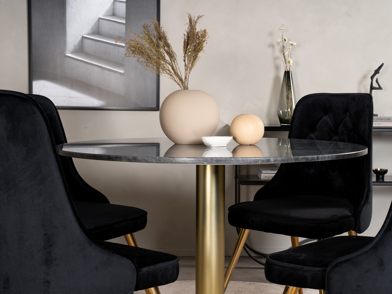 Dining set Dallas 370 (Black + Golden)