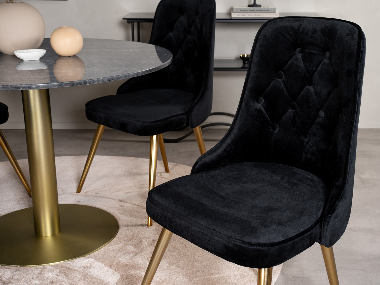 Dining set Dallas 370 (Black + Golden)