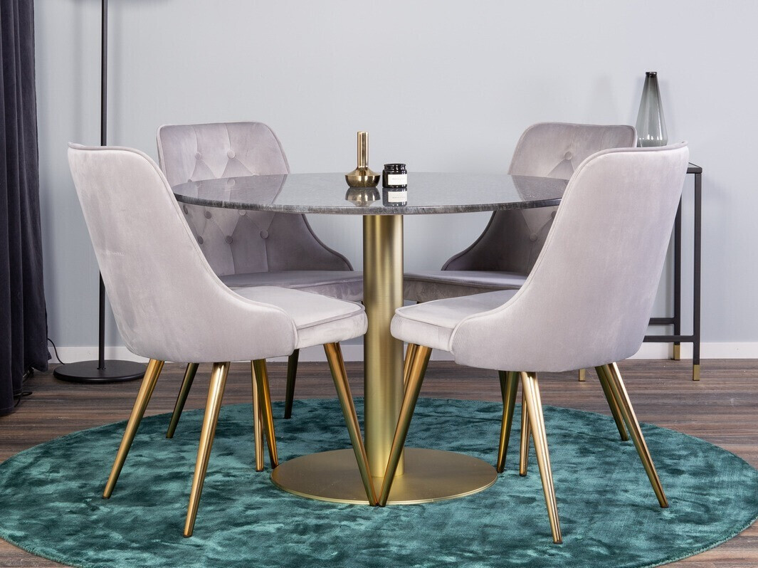 Dining set Dallas 370 (Grey + Brass)