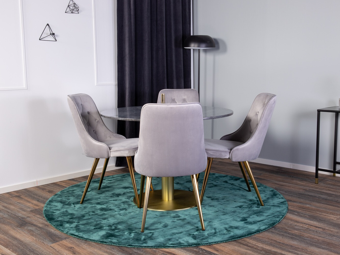 Dining set Dallas 370 (Grey + Brass)