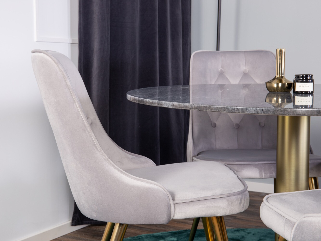 Dining set Dallas 370 (Grey + Brass)