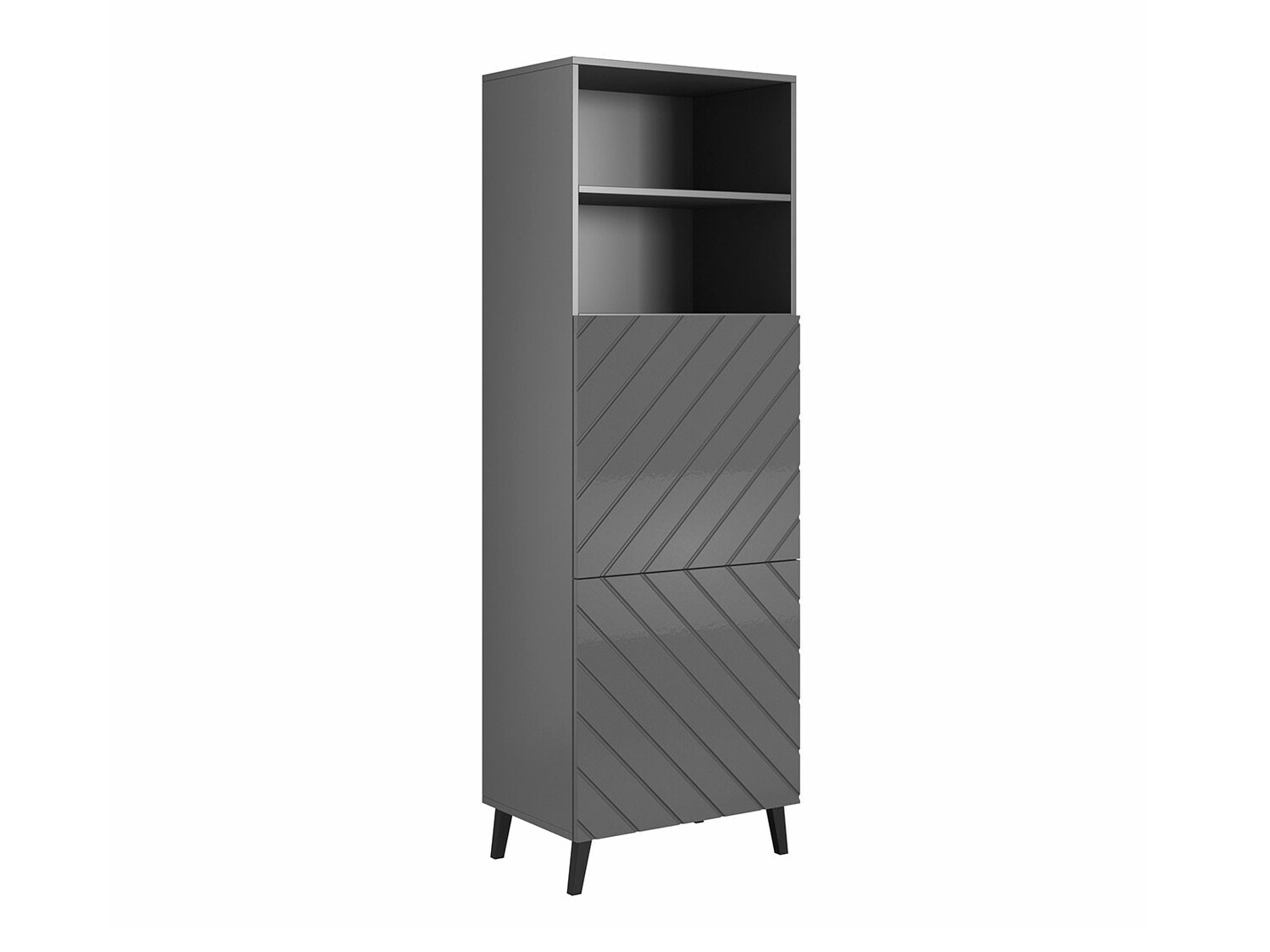 Bookcase Charlotte 178 (Graphite + Glossy graphite)