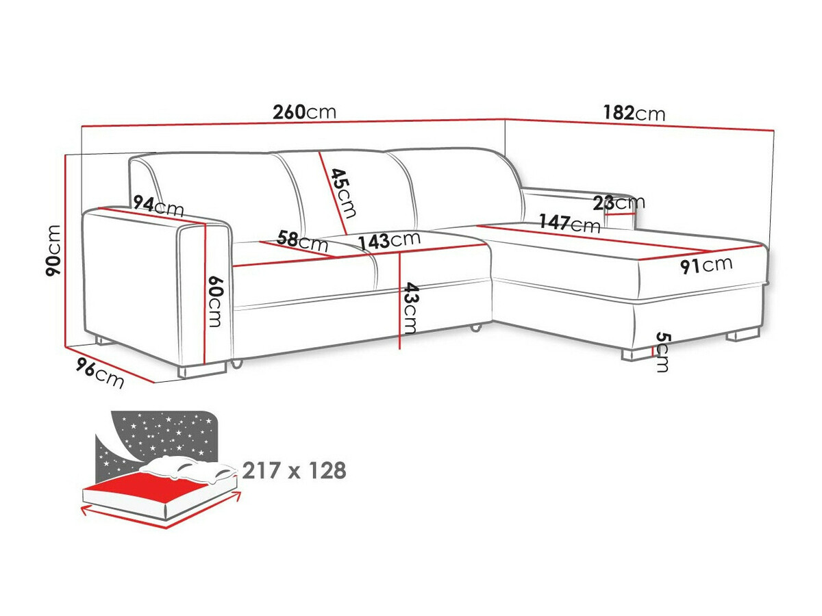 Corner sofa Columbus 186 (Crown 17)
