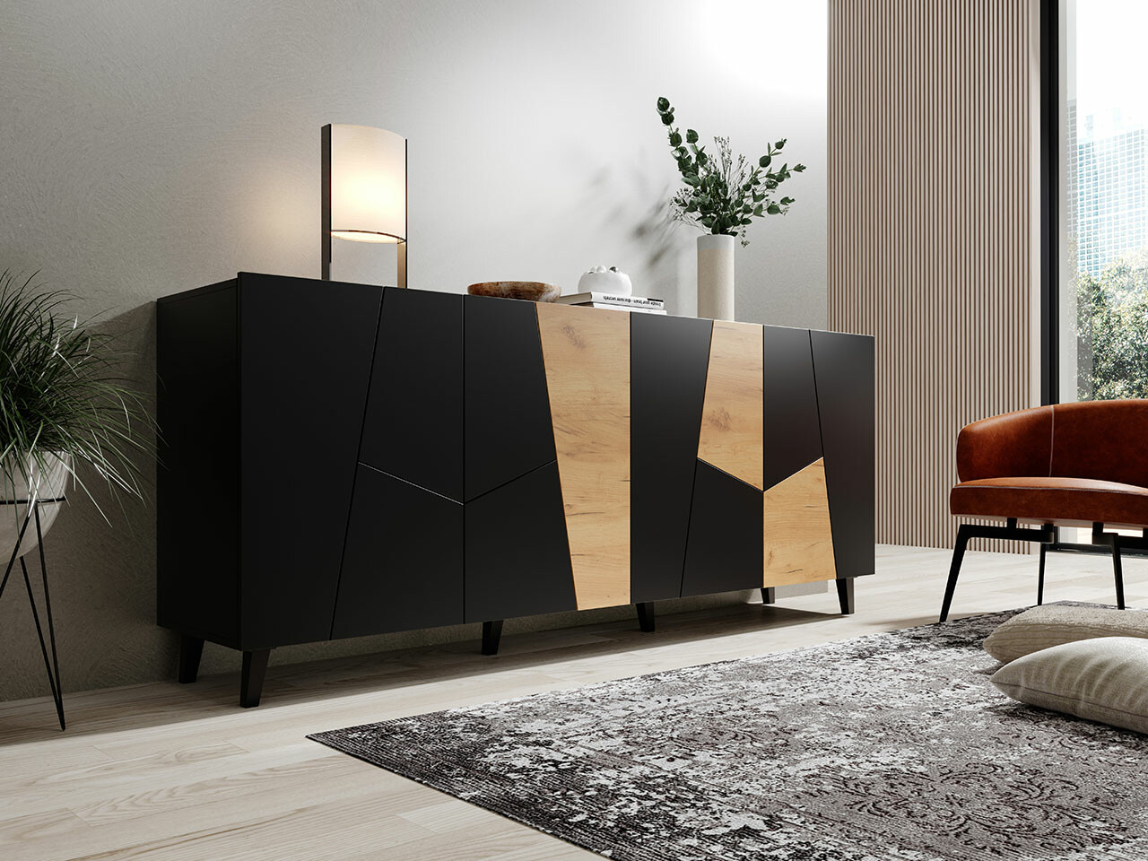Sideboard Charlotte 180 (Black + Craft oak)