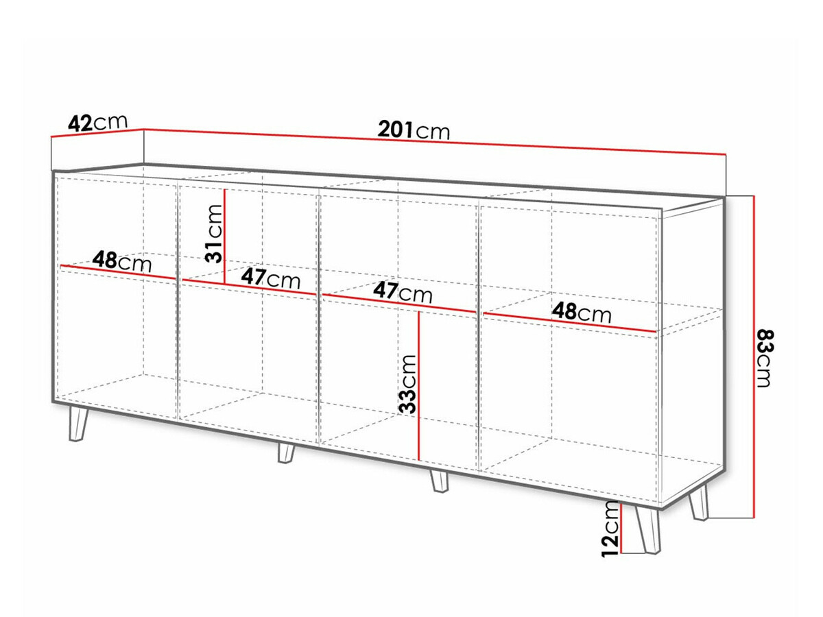 Sideboard Charlotte 180 (Black + Craft oak)