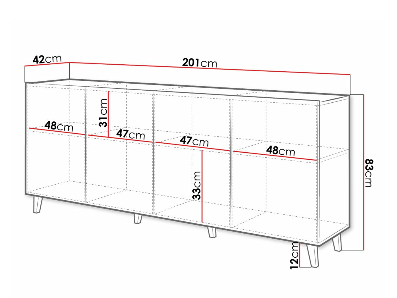 Sideboard Charlotte 180 (White + Black)