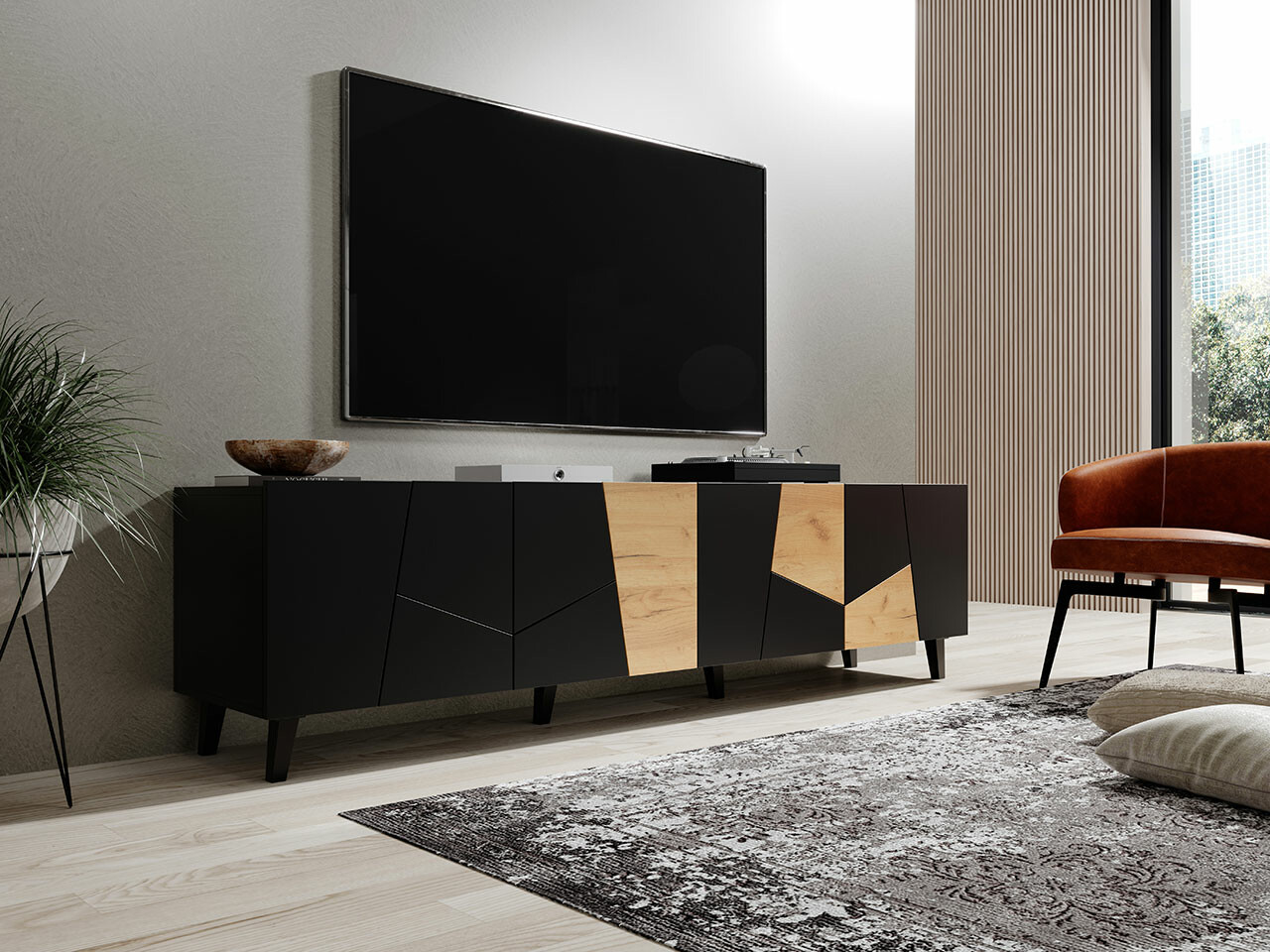 TV stand Charlotte 181 (Black + Craft oak)