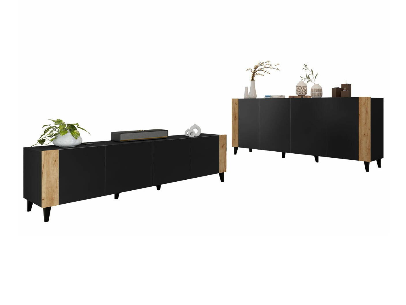 Living room set Charlotte 185 (Black + Craft oak)