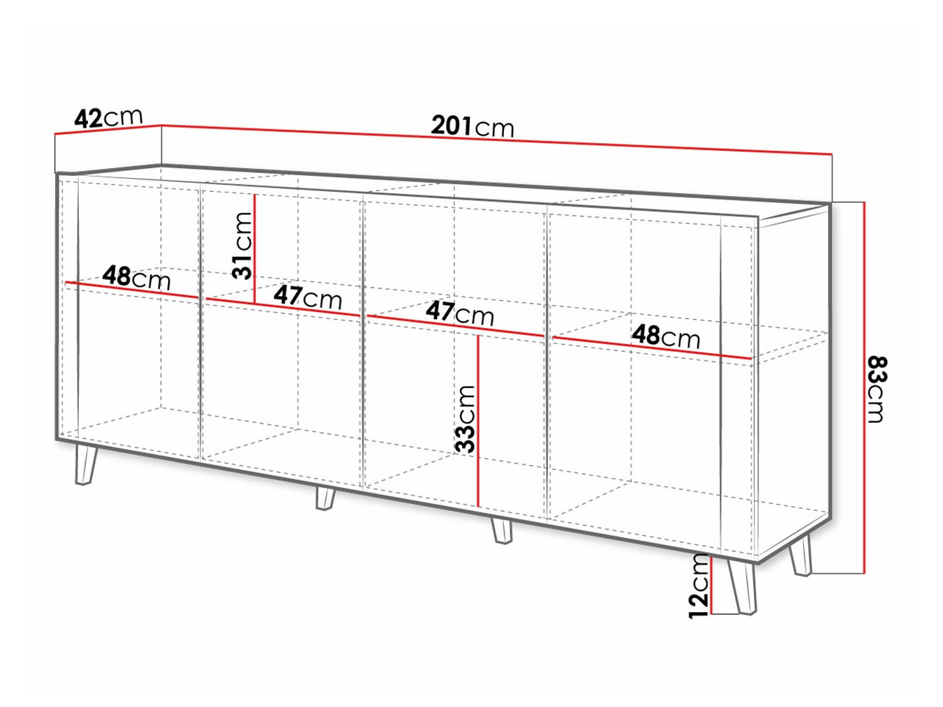 Sideboard Charlotte 183 (Black + Craft oak)