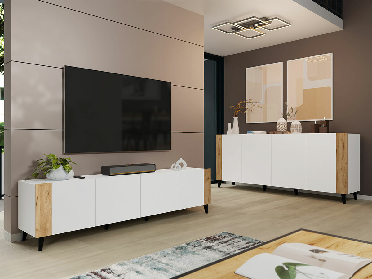 TV stand Charlotte 184 (White + Craft oak)