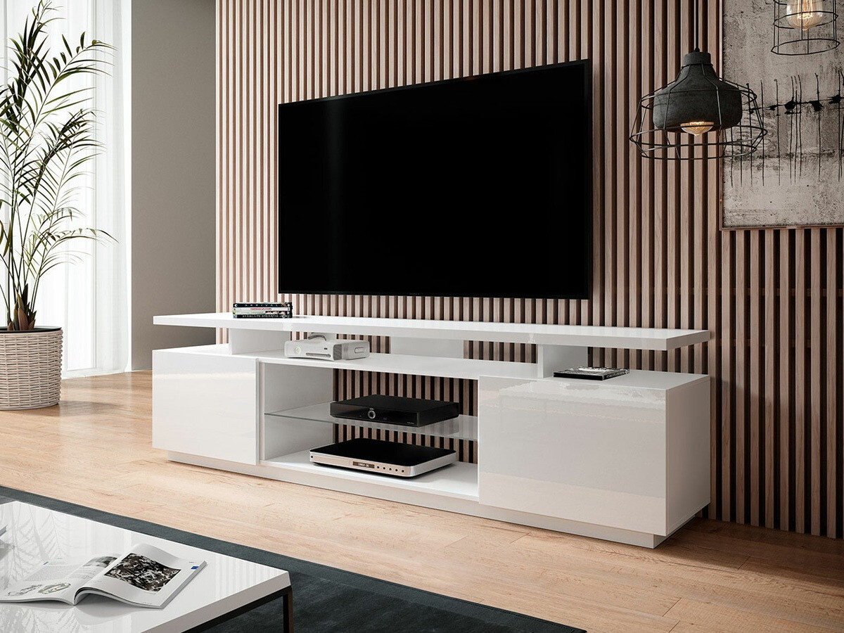 TV stand Figura (White + Glossy white)