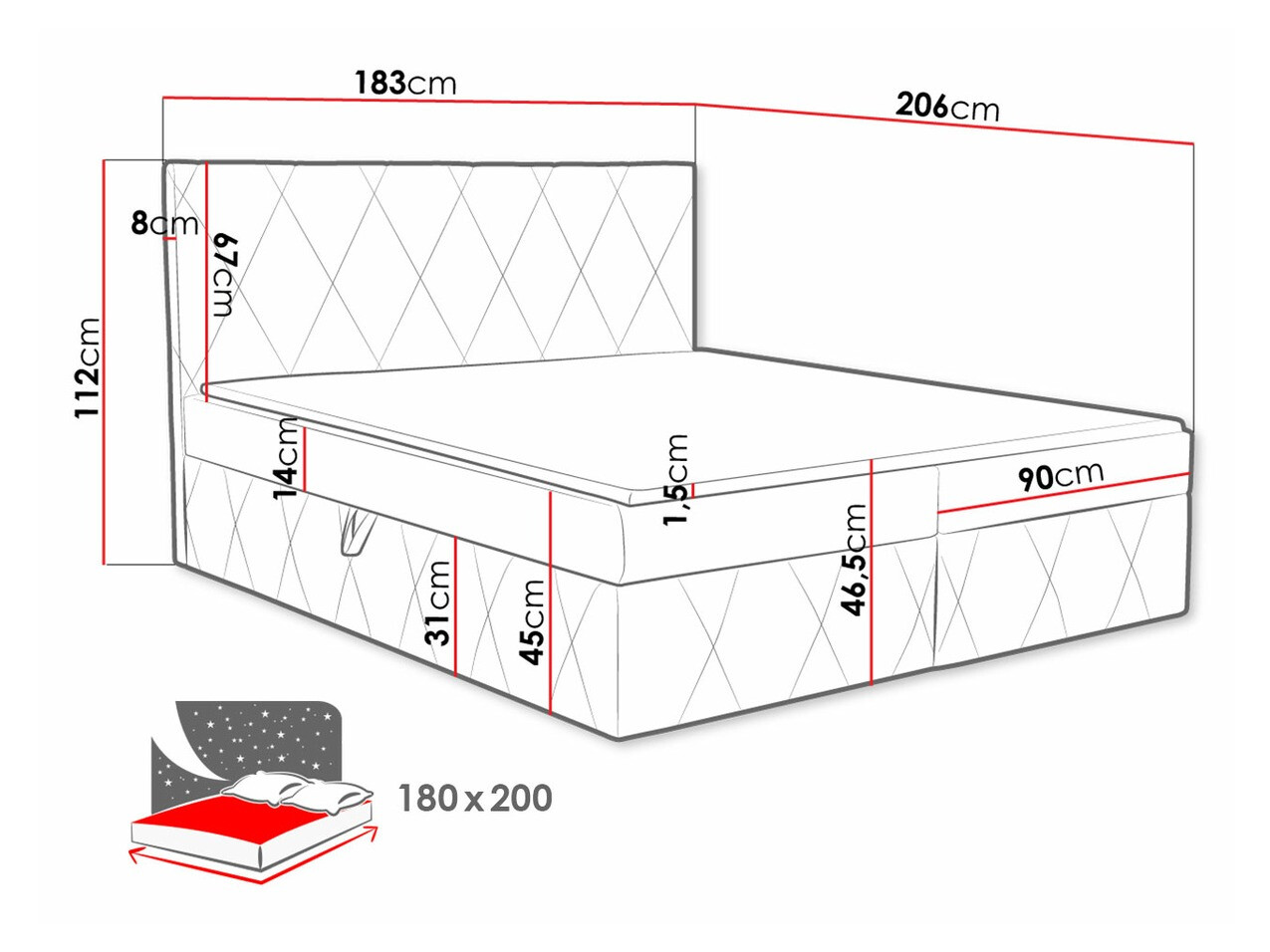 Continental bed Comfivo Avis (Magic Velvet 2258)